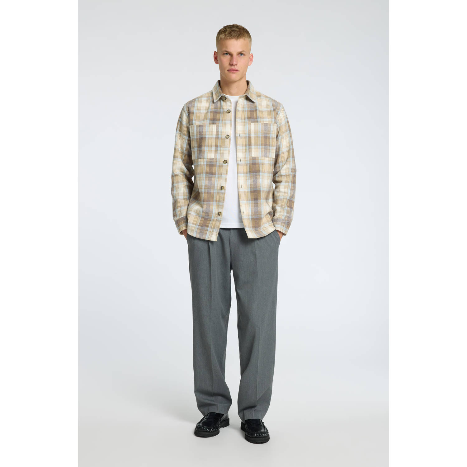 SELECTED HOMME overshirt SLHREG-HANK lichtgeel