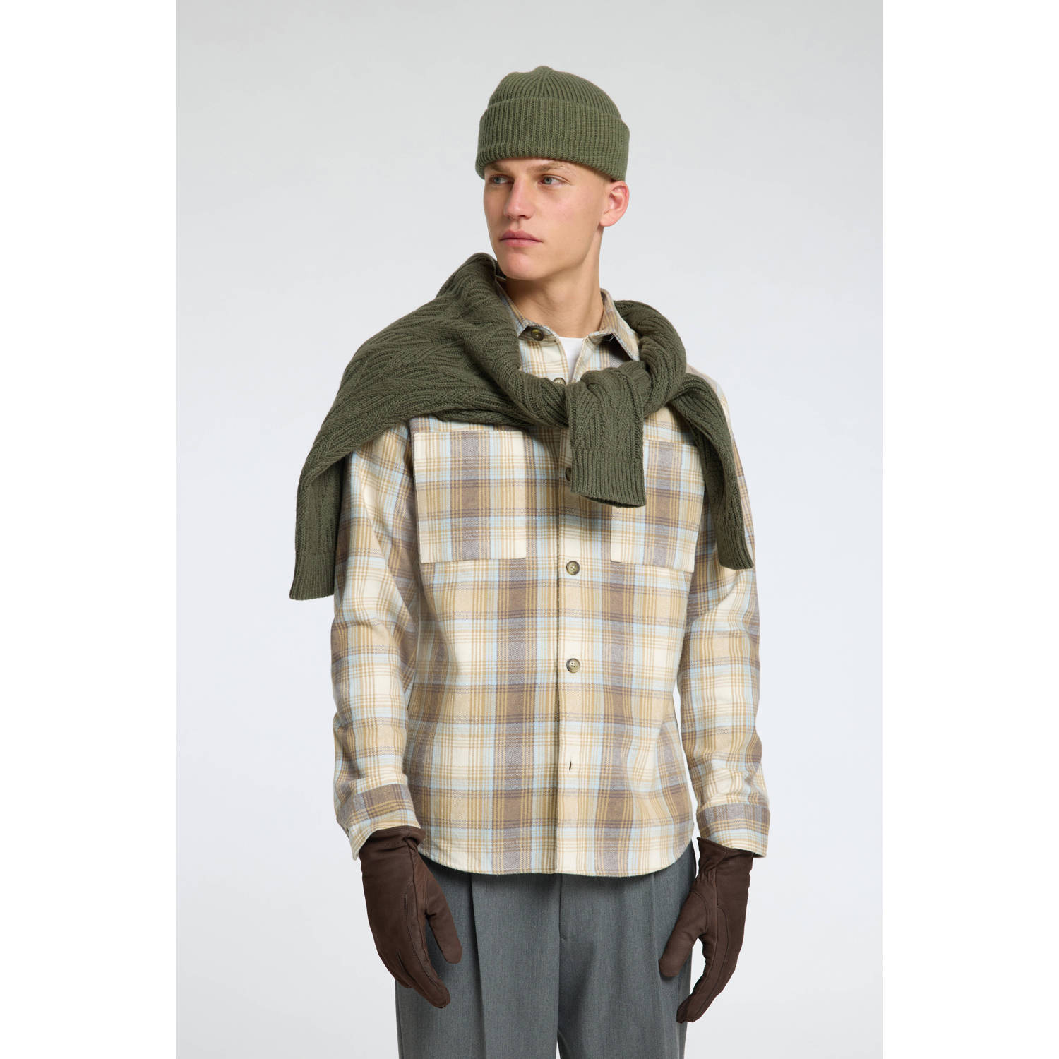 SELECTED HOMME overshirt SLHREG-HANK lichtgeel