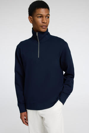 halve rits sweater SLHBRANDON donkerblauw