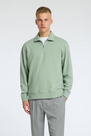 halve rits sweater SLHBRANDON mintgroen