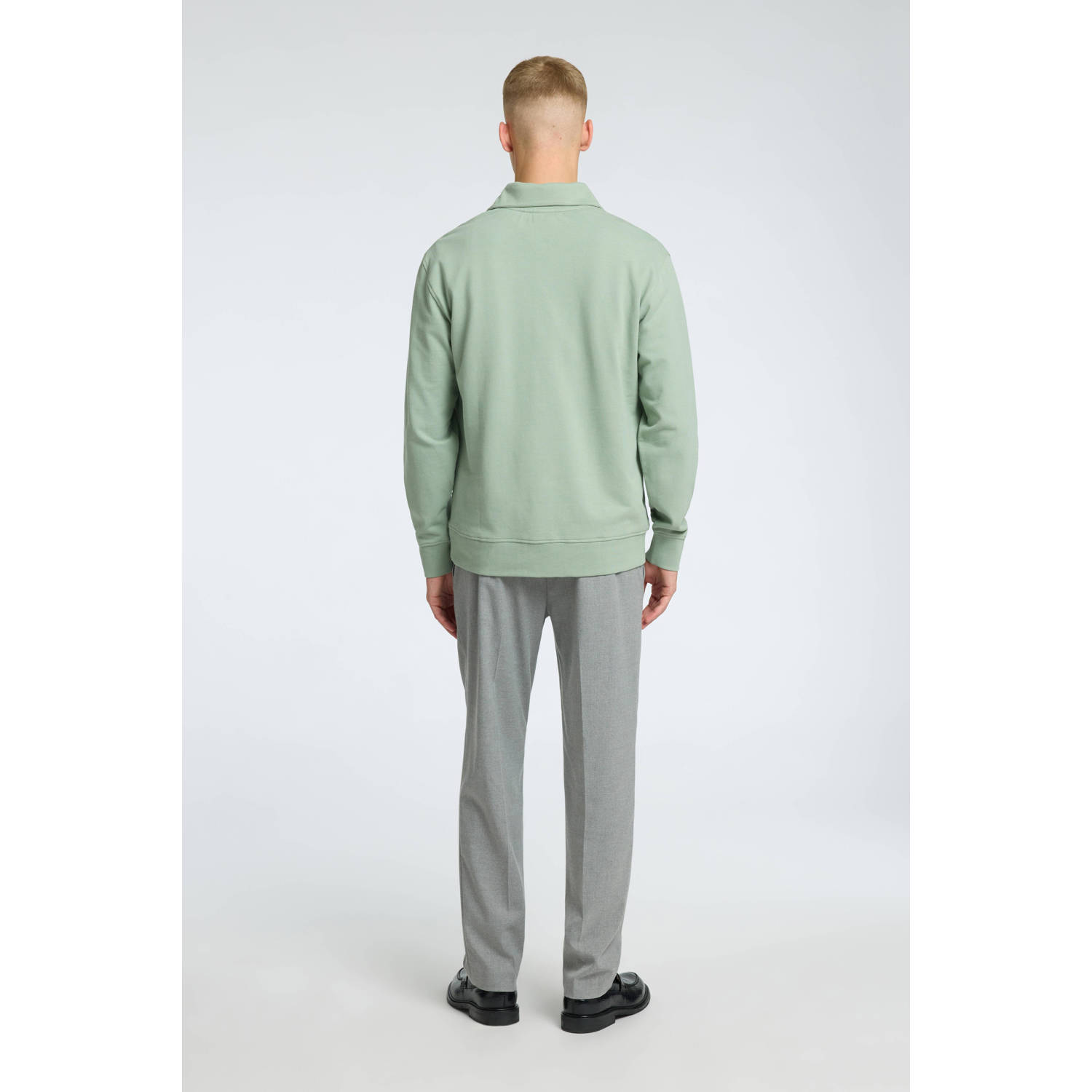 SELECTED HOMME halve rits sweater SLHBRANDON mintgroen