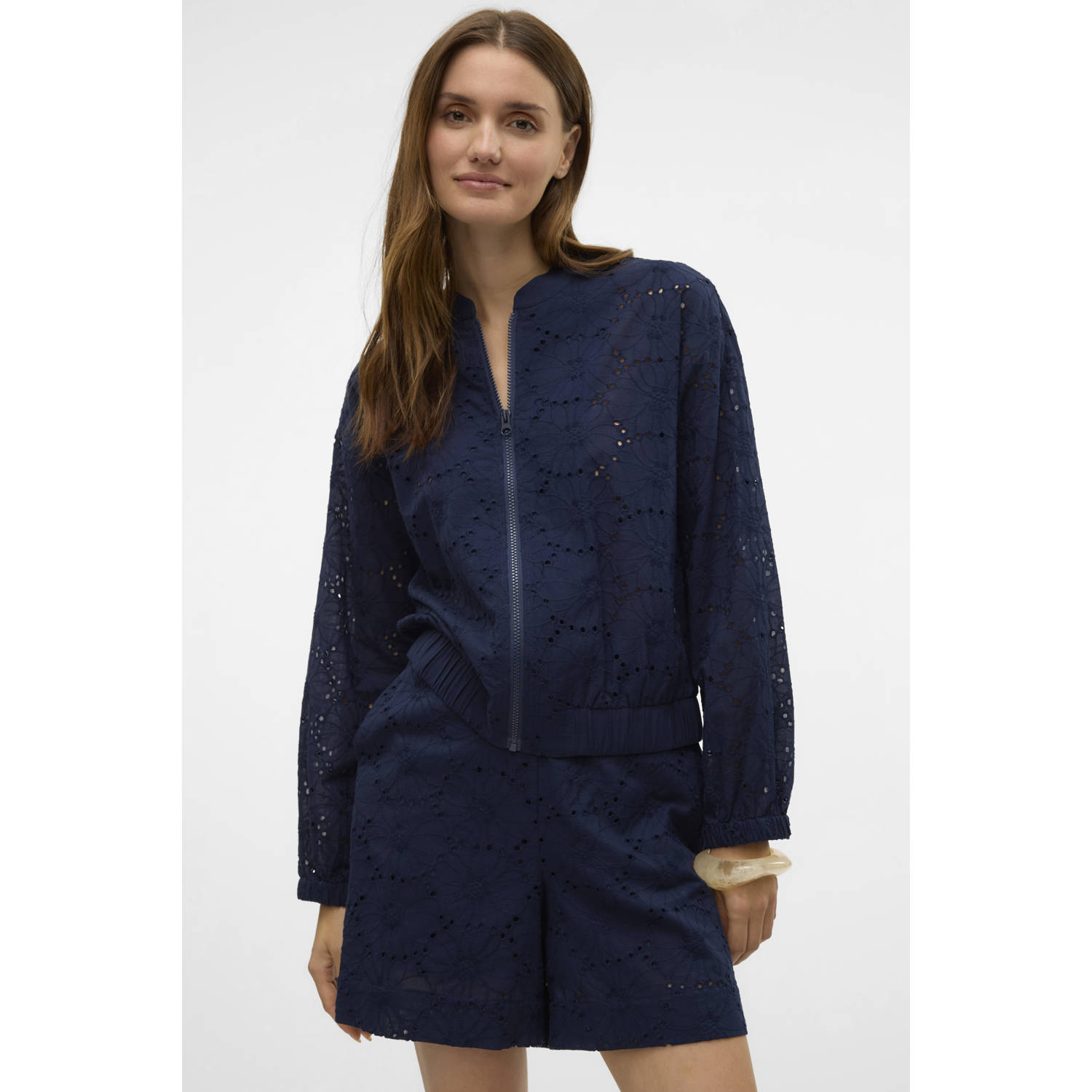 VERO MODA bomberjack broderie donkerblauw