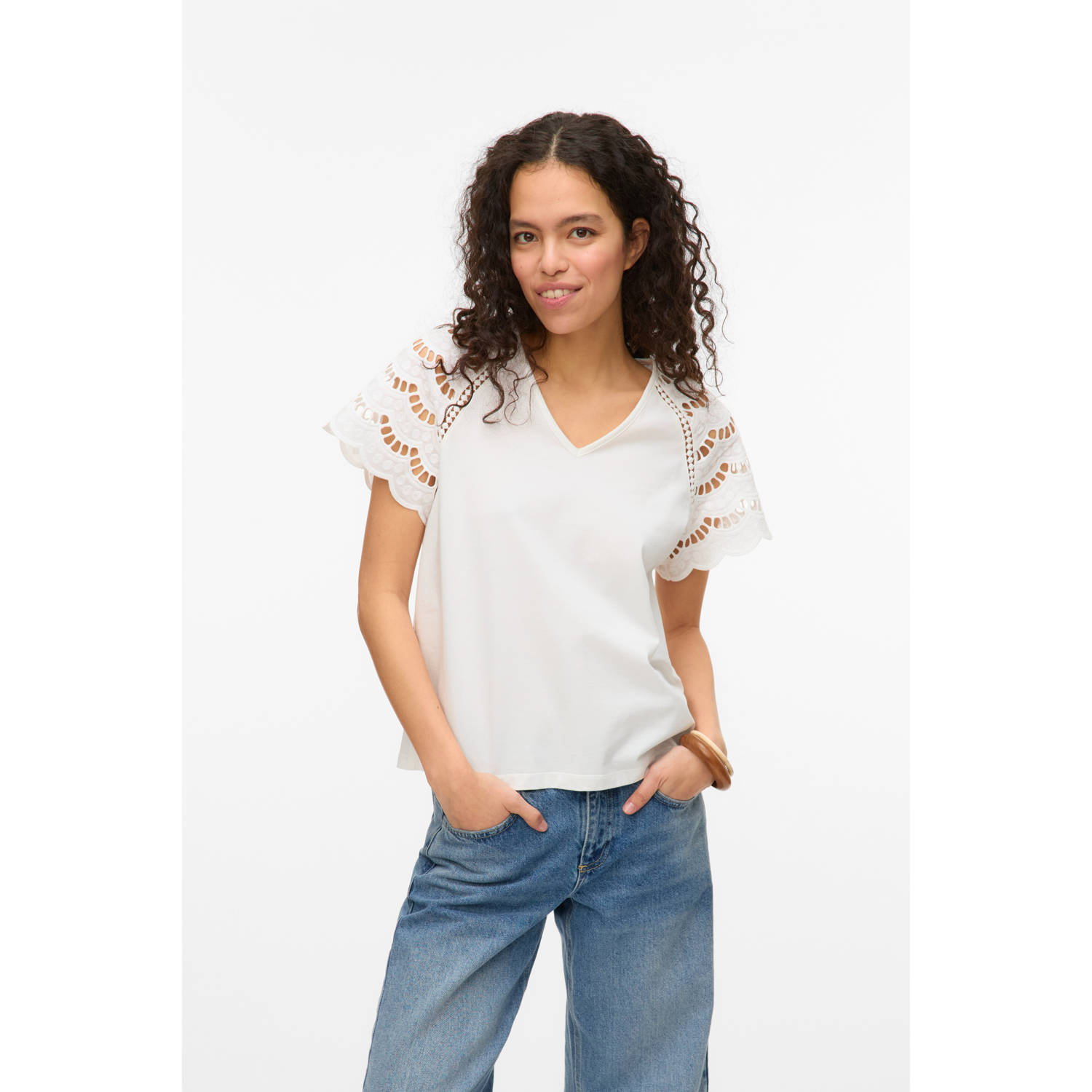 VERO MODA top wit gehaakt