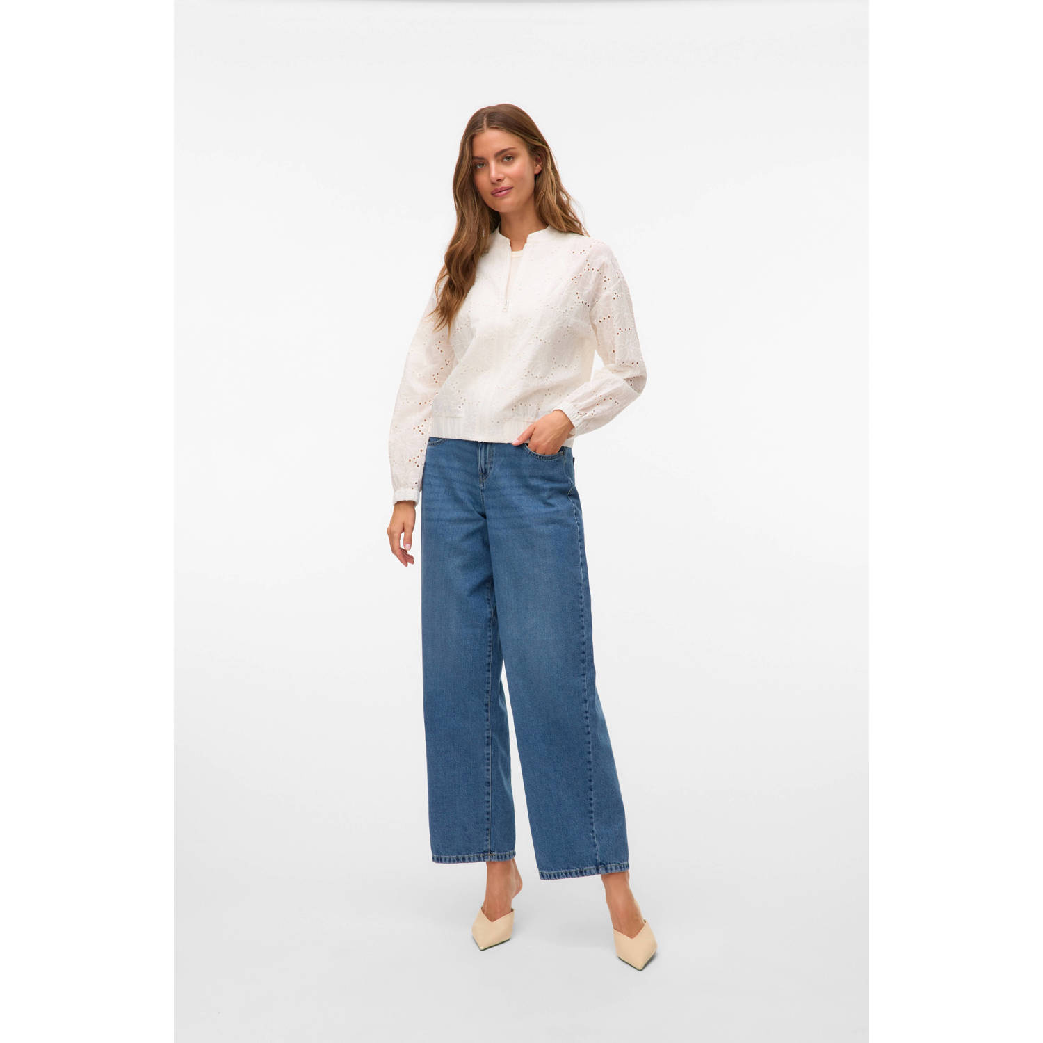 VERO MODA bomberjack broderie wit