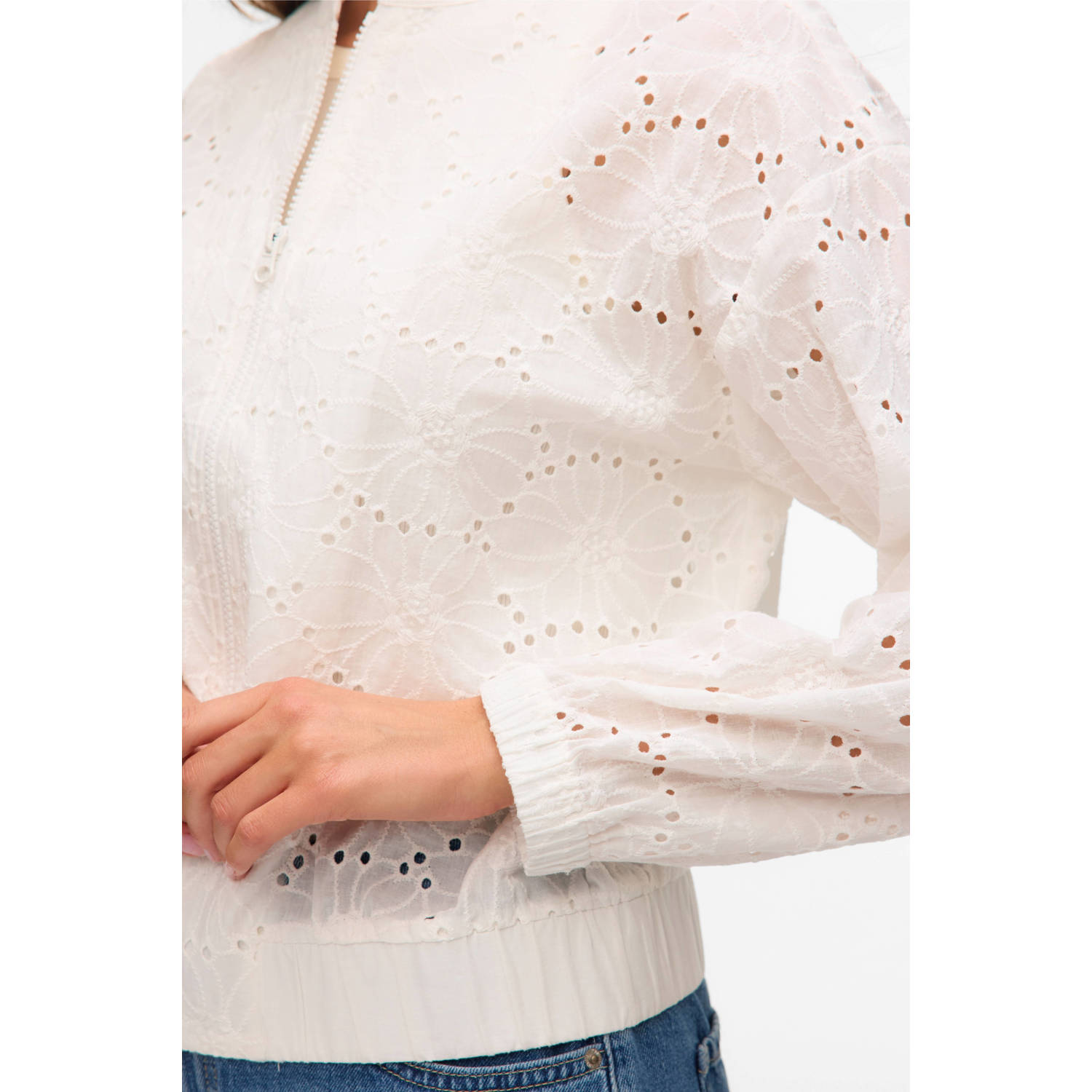 VERO MODA bomberjack broderie wit