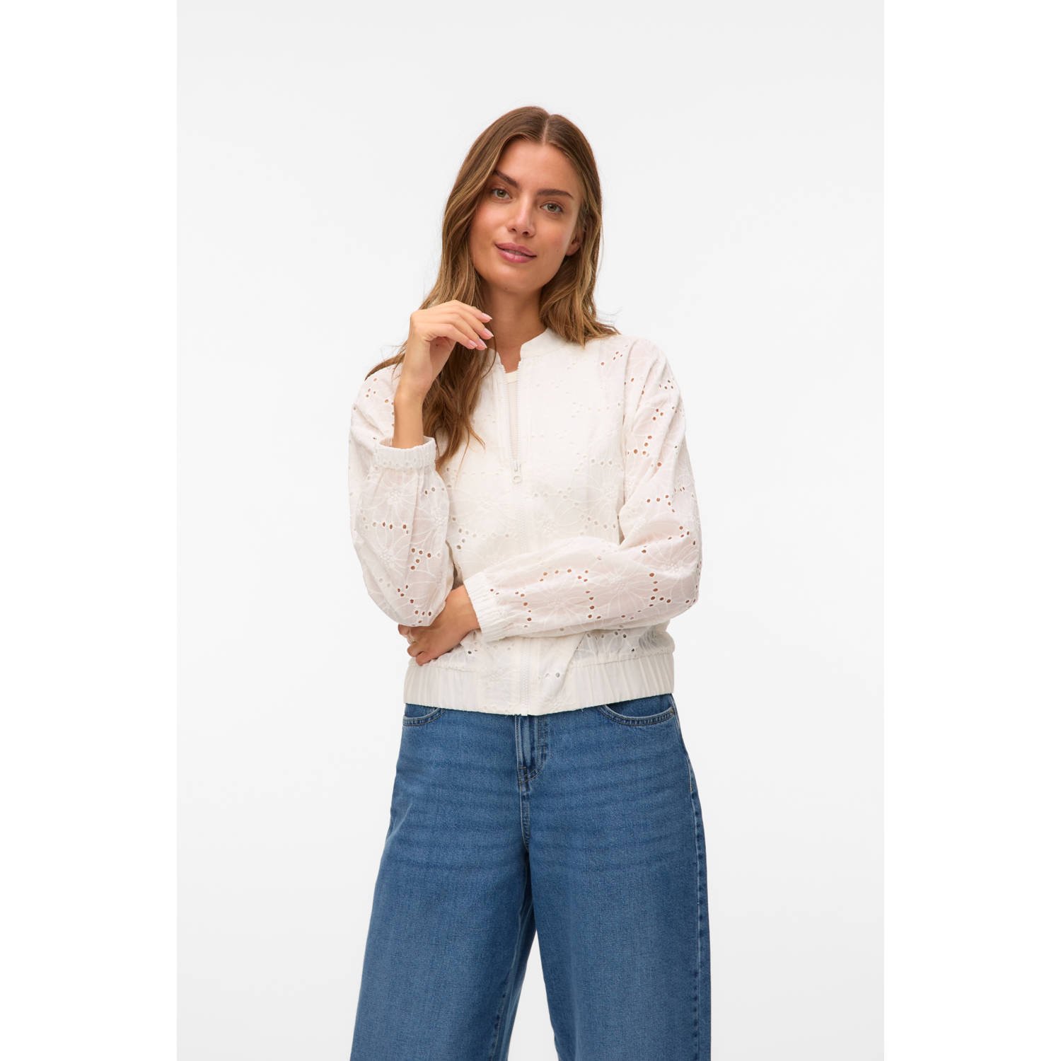 VERO MODA bomberjack broderie wit