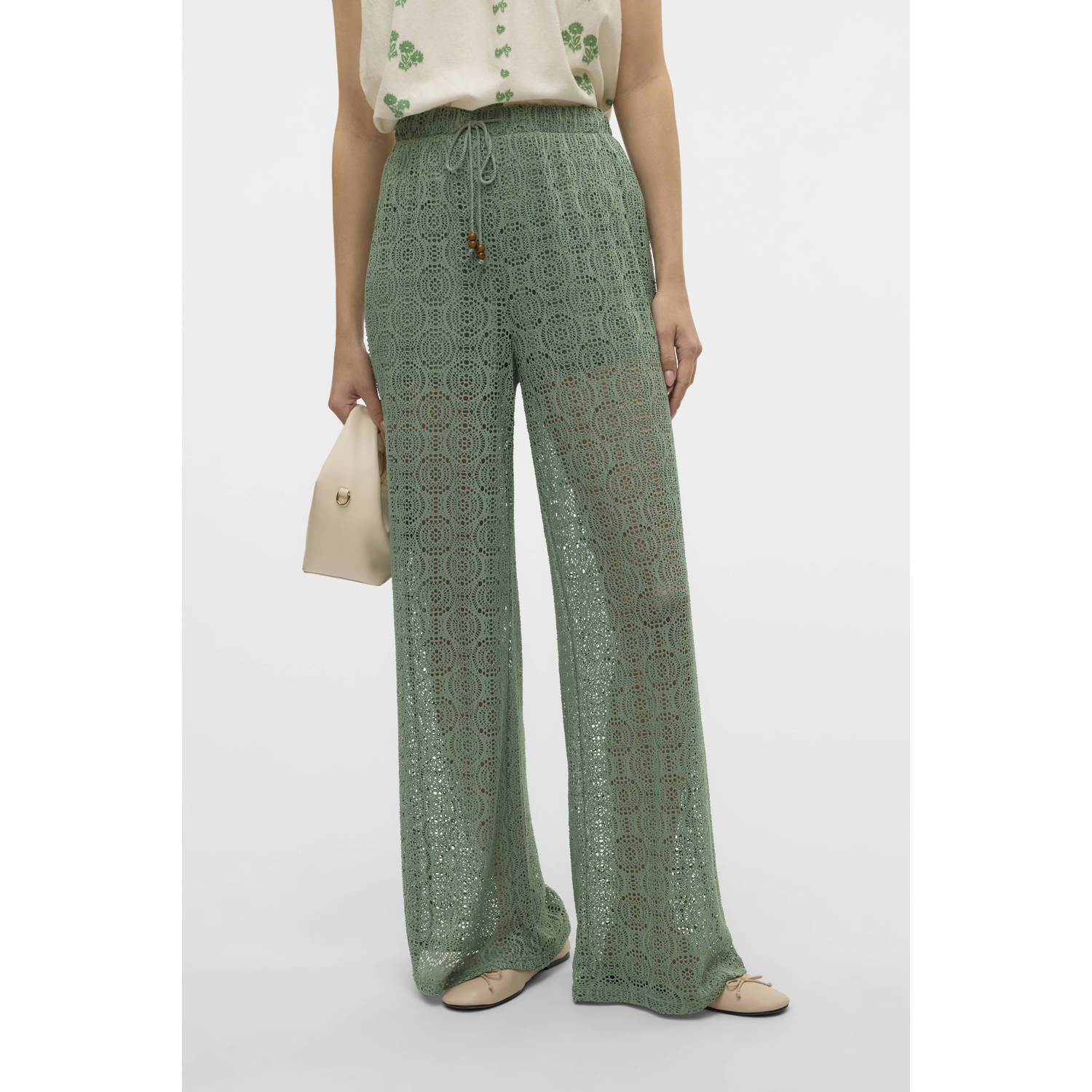 VERO MODA regular waist casual broek olijfgroen