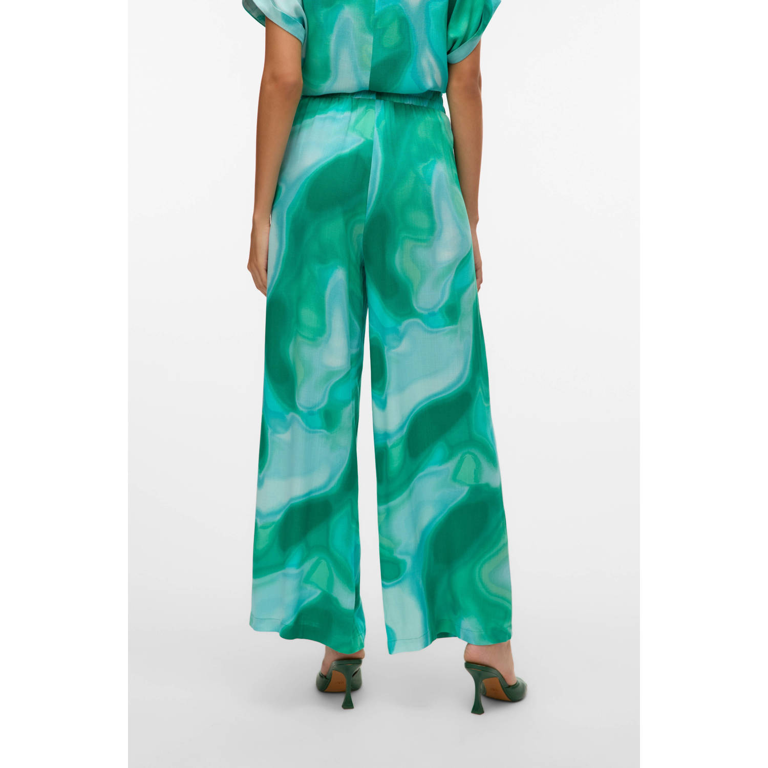 VERO MODA wide leg regular waist casual broek groen