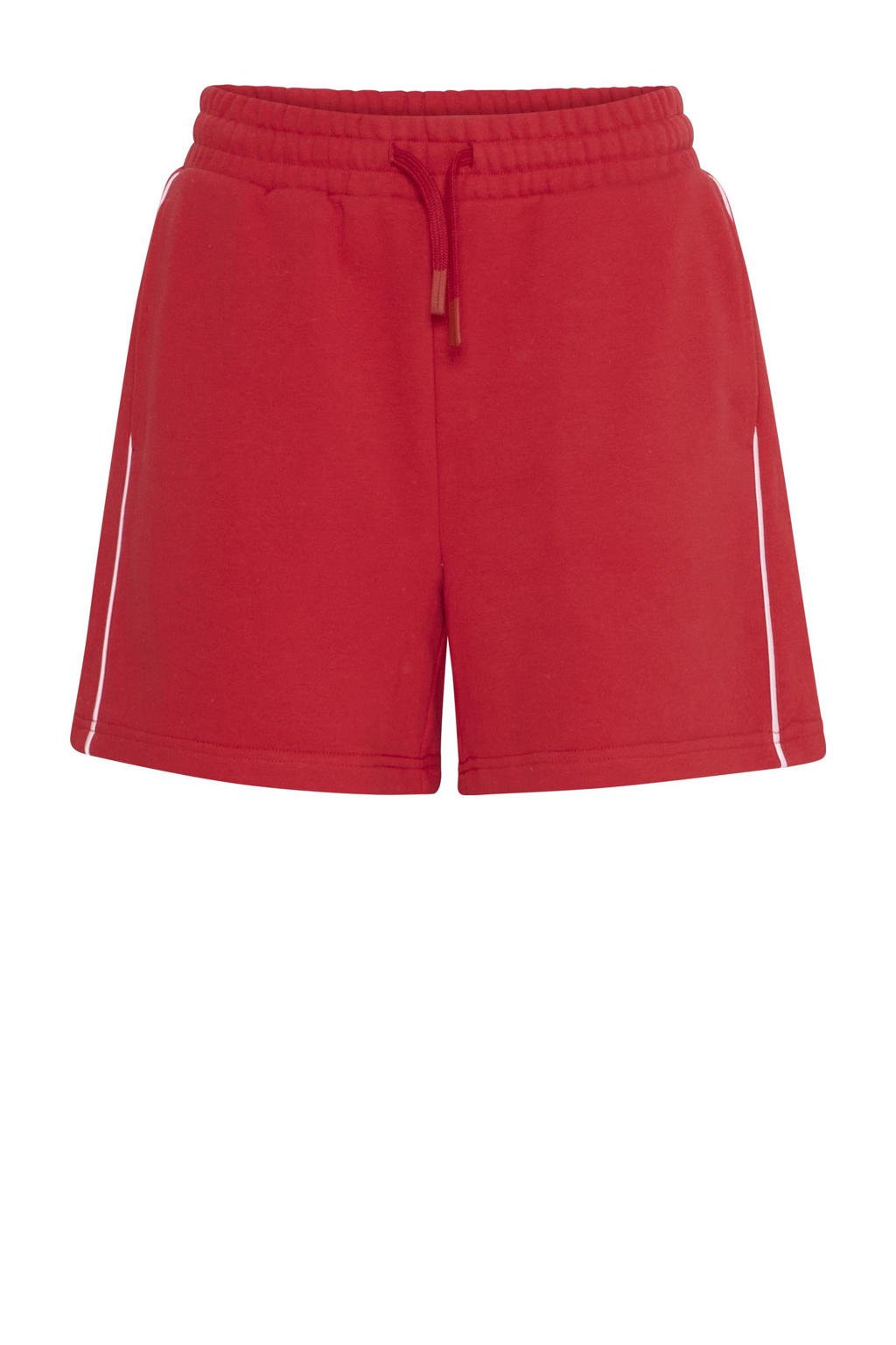 Rode dames TheJoggConcept sportshort van katoen met relaxed en regular waist