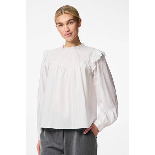 PIECES top wit broderie afbeelding