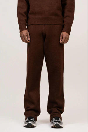 straight fit joggingbroek donkerbruin