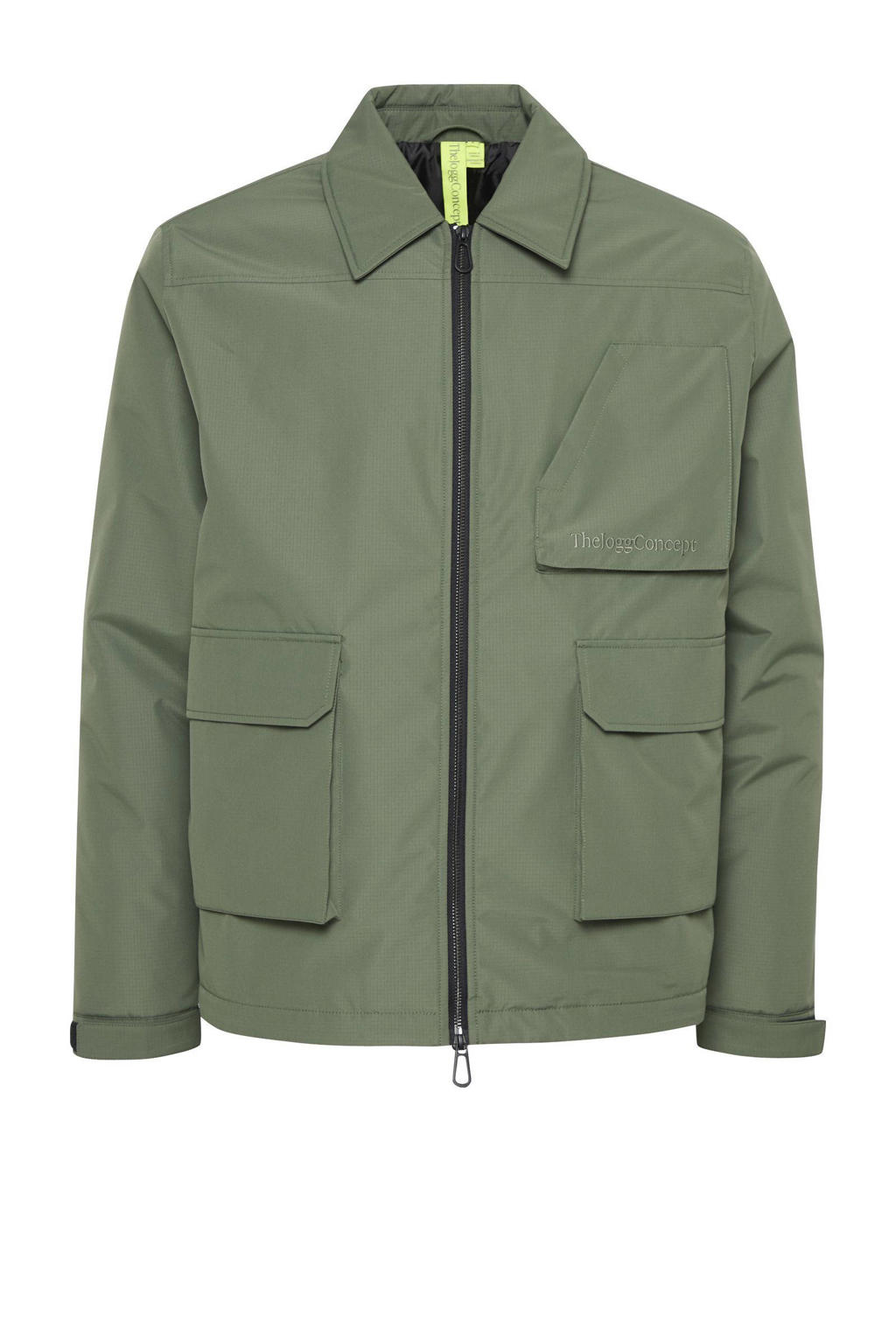 Groene heren TheJoggConcept jas van polyester met lange mouwen en 2-way rits
