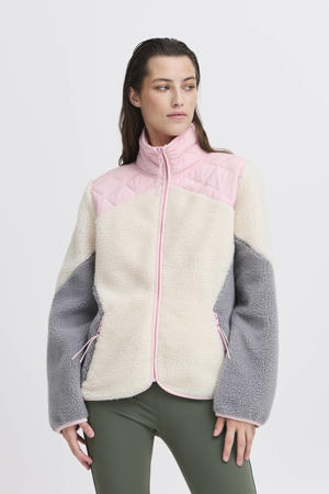 outdoor vest gebroken wit/roze/grijs