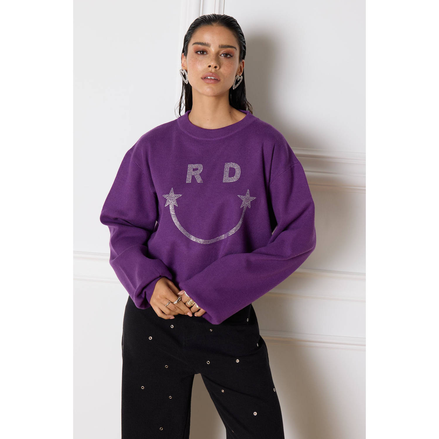 Refined Department Paarse Tiffany Sweater Purple Dames