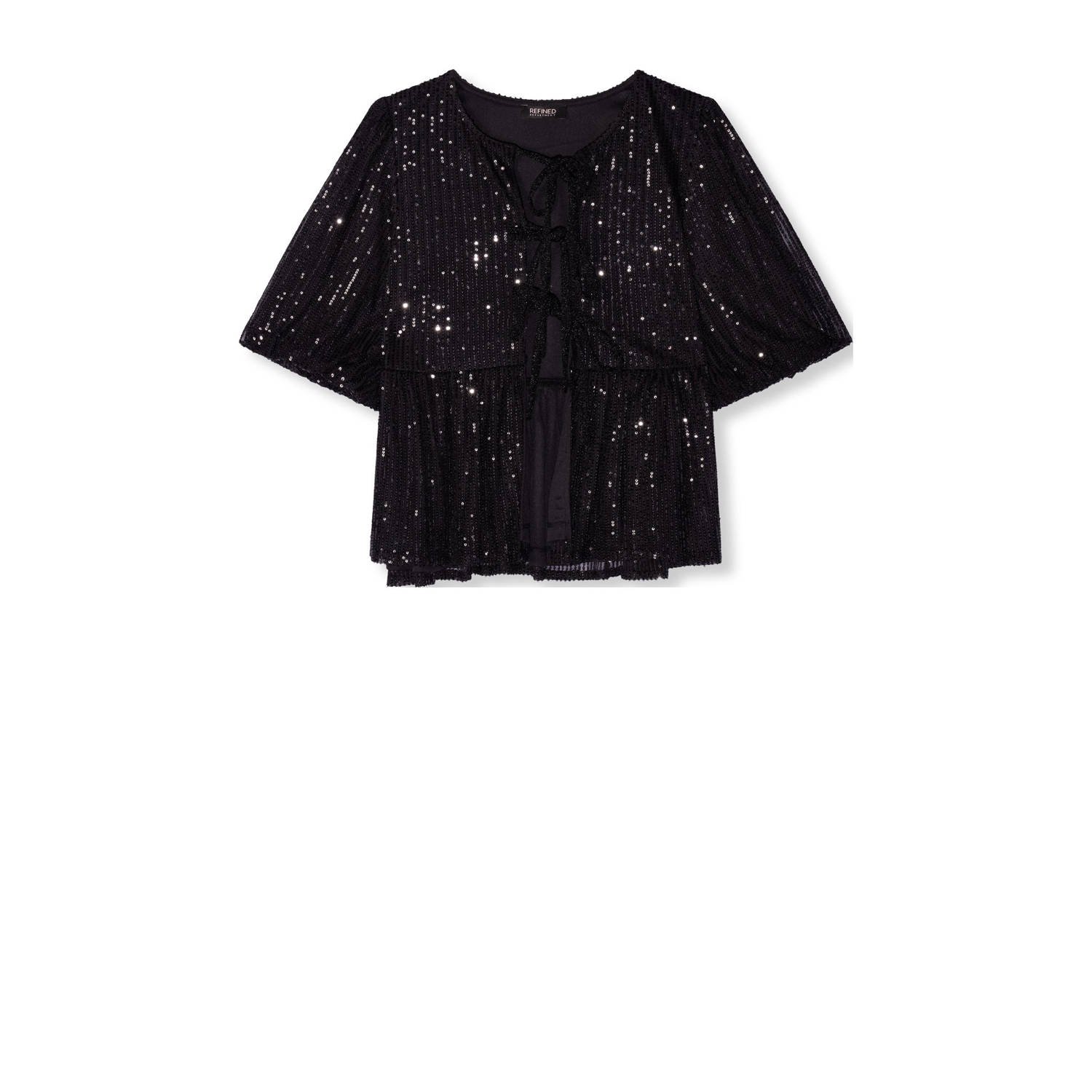 Refined Department Silva Top Korte Mouw Stijlvol Shirt Black Dames