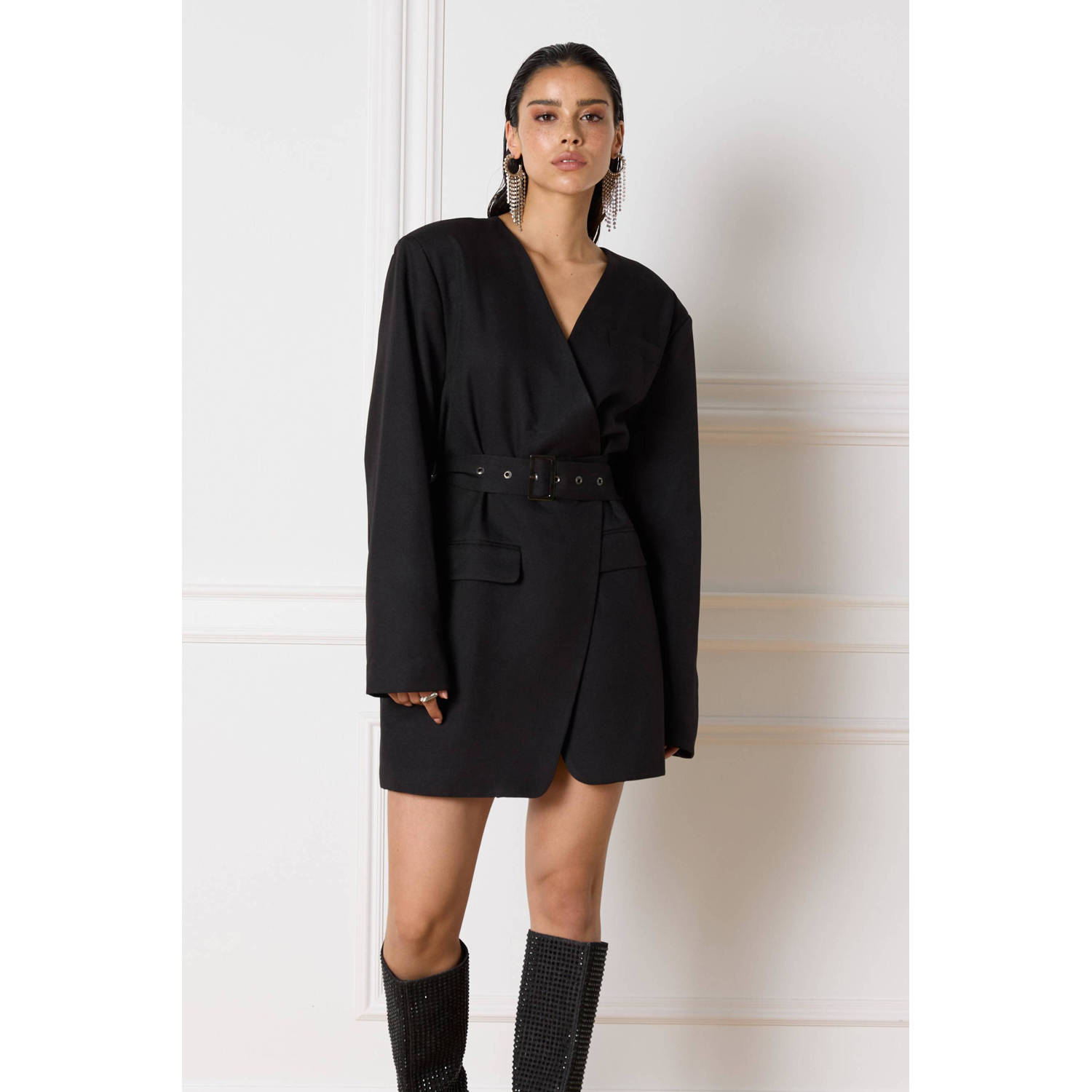 Refined Department Elegante Maan Jurk Black Dames