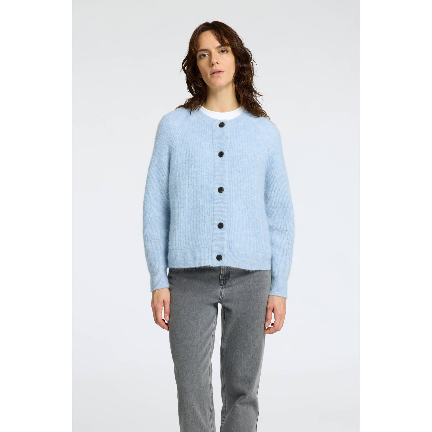 SELECTED FEMME wollen vest lichtblauw gebreid