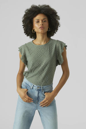 top grijsgroen broderie