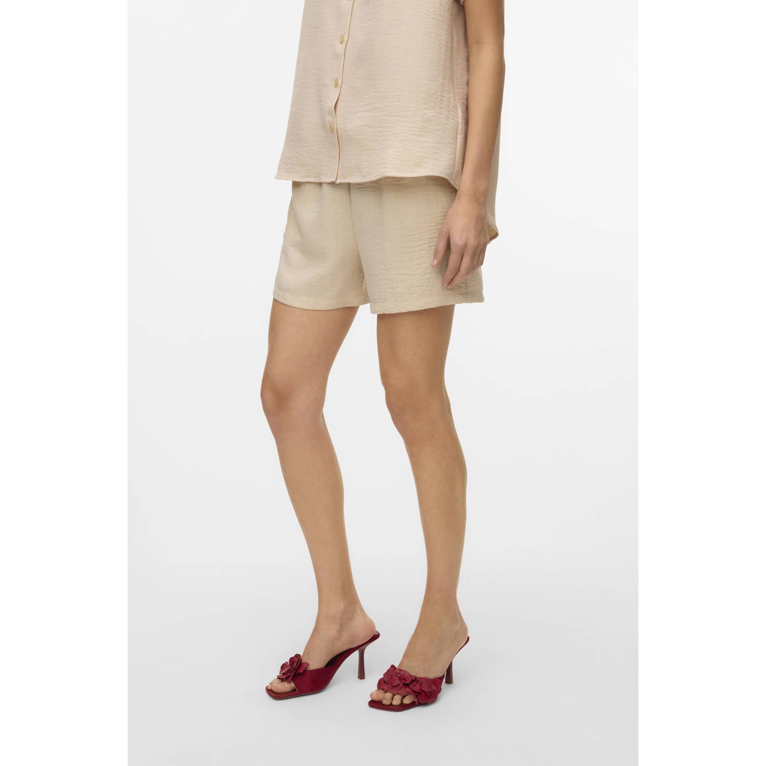 VERO MODA regular waist casual short lichtgrijs