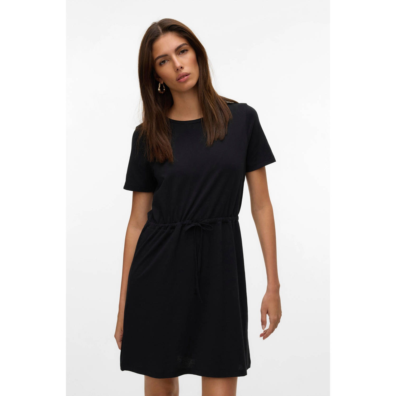 Vero Moda Shirtjurk VMLUNA SS SHORT STRING DRESS JRS NOOS