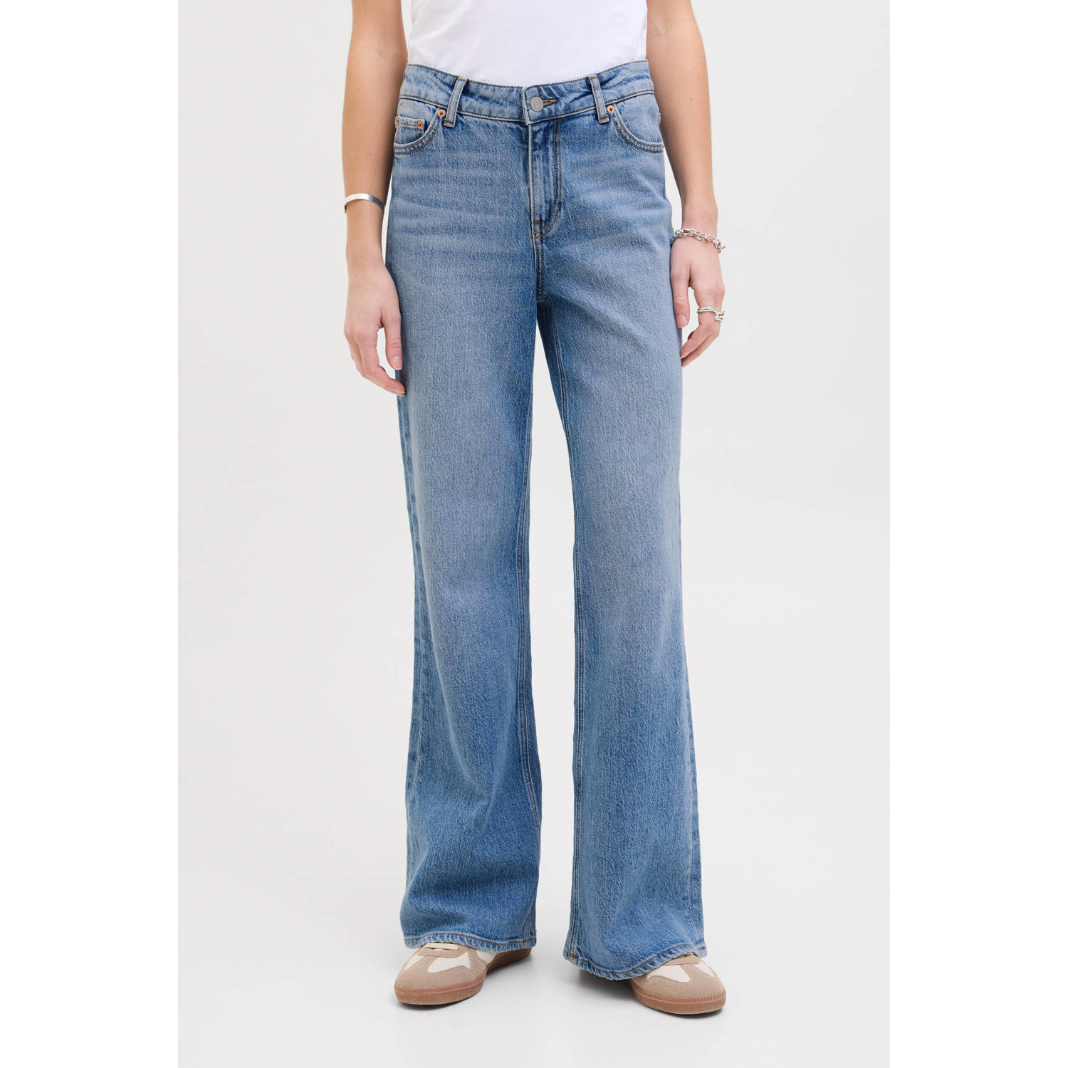 JJXX regular waist flared jeans light blue denim