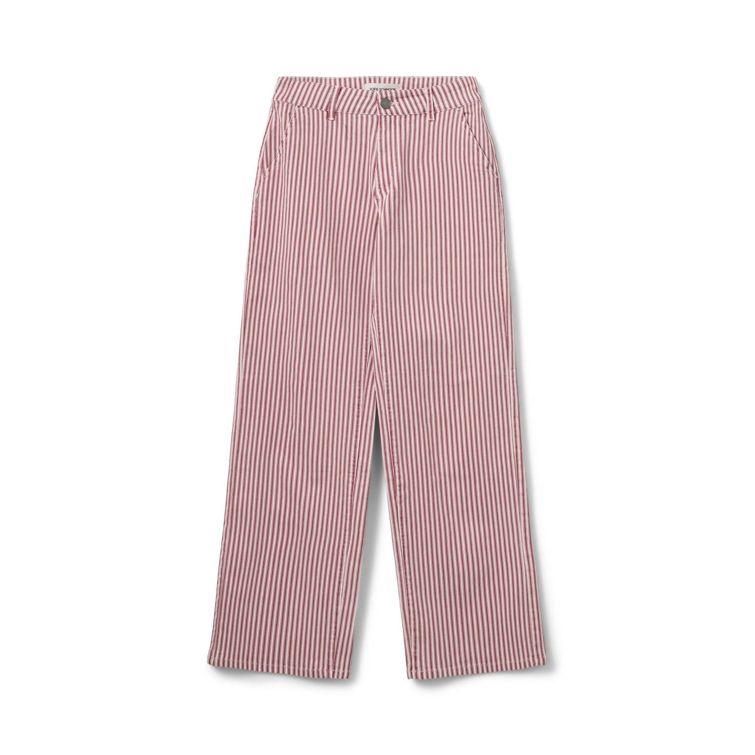 Sofie Schnoor Rode Gestreepte Wijde Pijp Jeans Broek Pink Dames