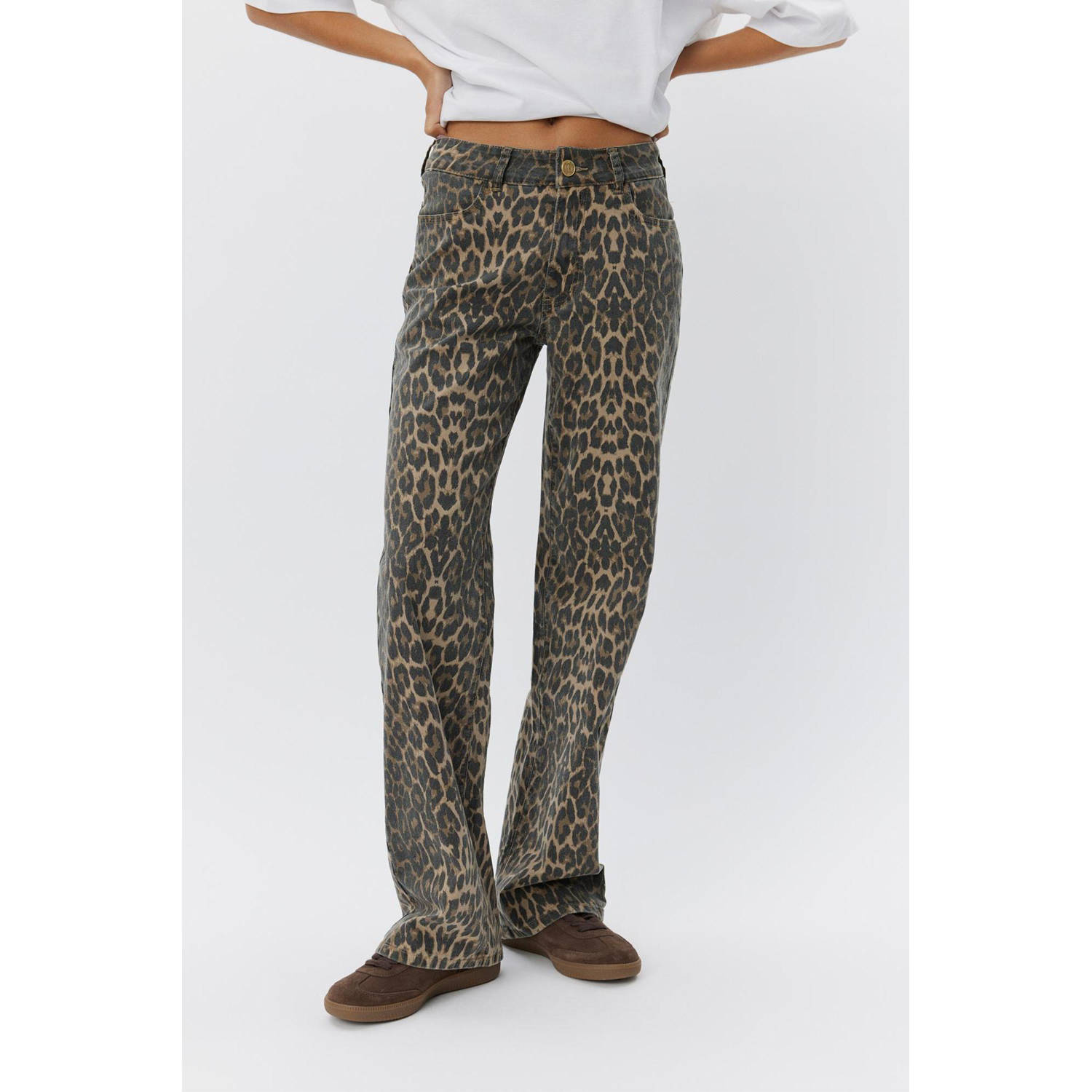 Sofie Schnoor Luipaardprint Denim Broek Snos606 Brown Dames