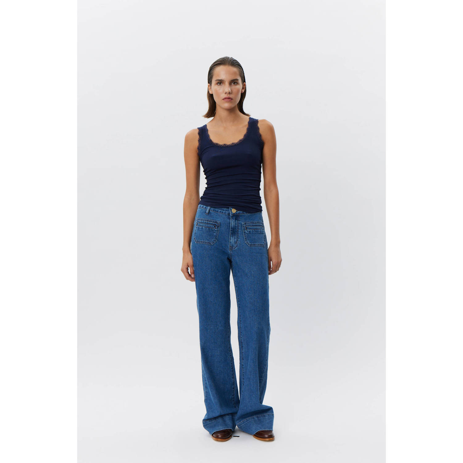 Sofie Schnoor regular waist medium blue denim