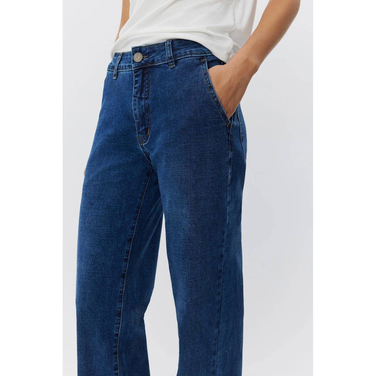 Sofie Schnoor regular waist wide leg jeans medium blue denim