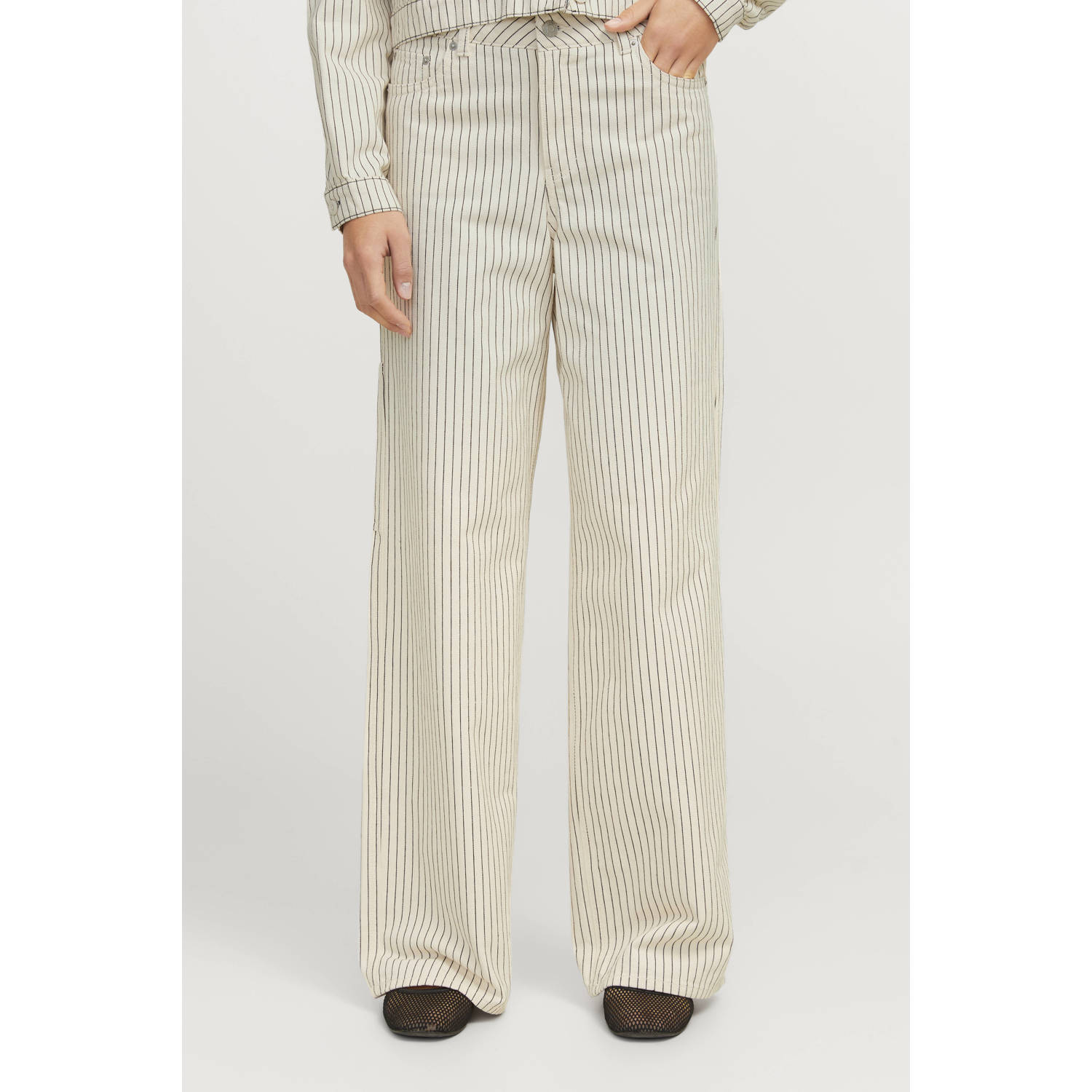 JJXX regular waist wide leg jeans ecru