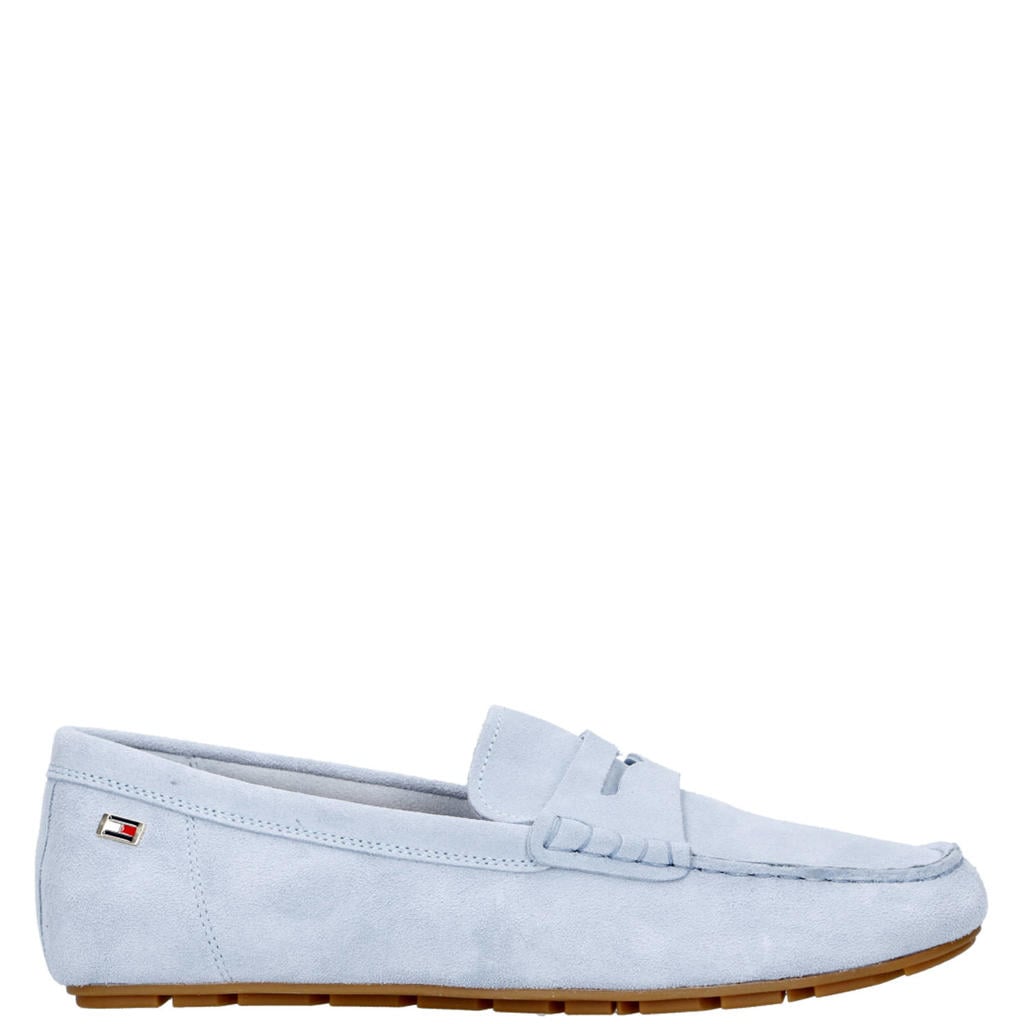 Lichtblauwe dames Tommy Hilfiger suède mocassins
