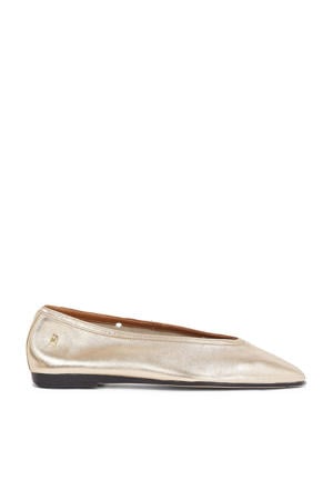 leren ballerina's goud