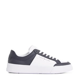 leren sneakers wit/donkerblauw