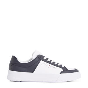 leren sneakers wit/donkerblauw