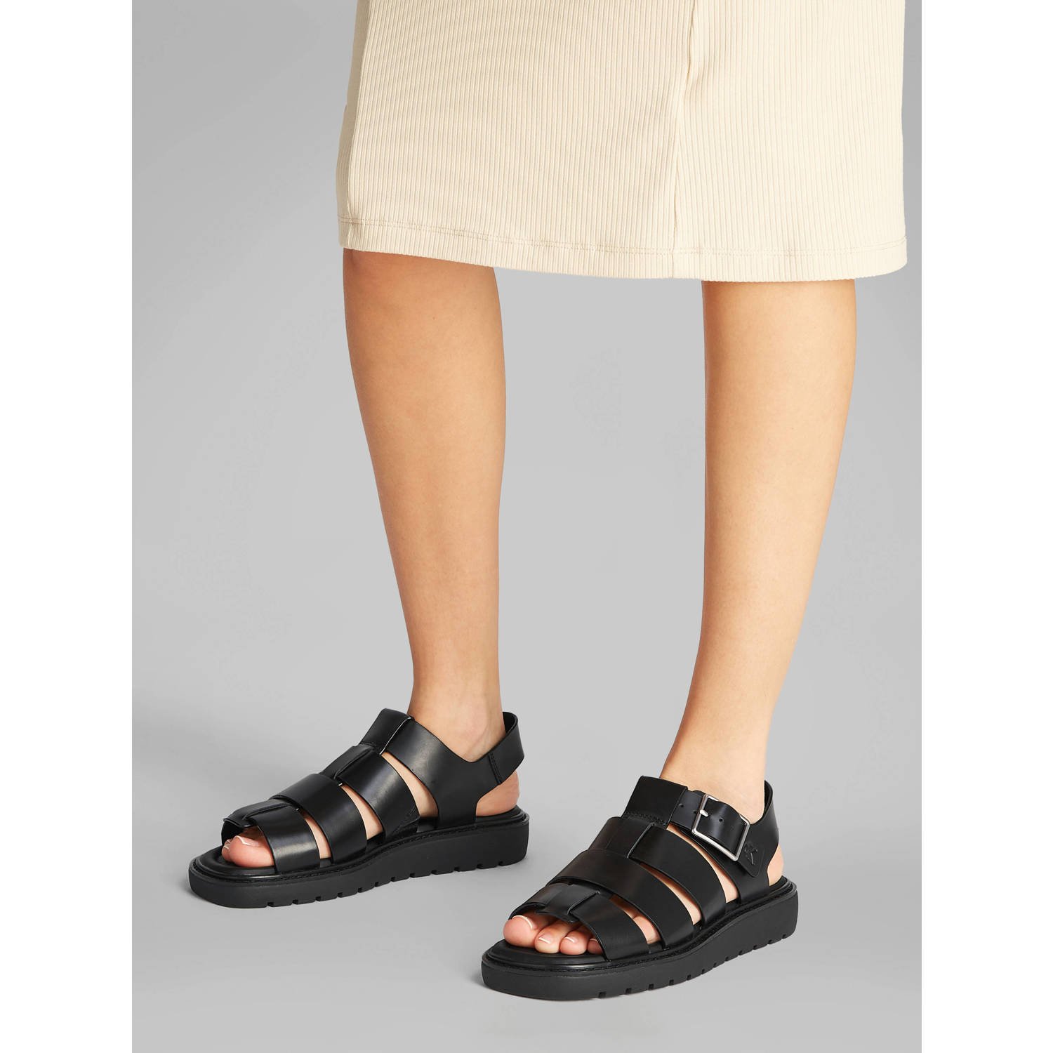 Calvin Klein leren sandalen zwart