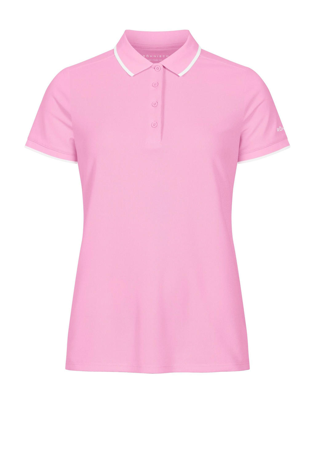 Roze dames Rohnisch sportpolo Miriam van polyester met effen, korte mouwen, klassieke kraag en knoopsluiting