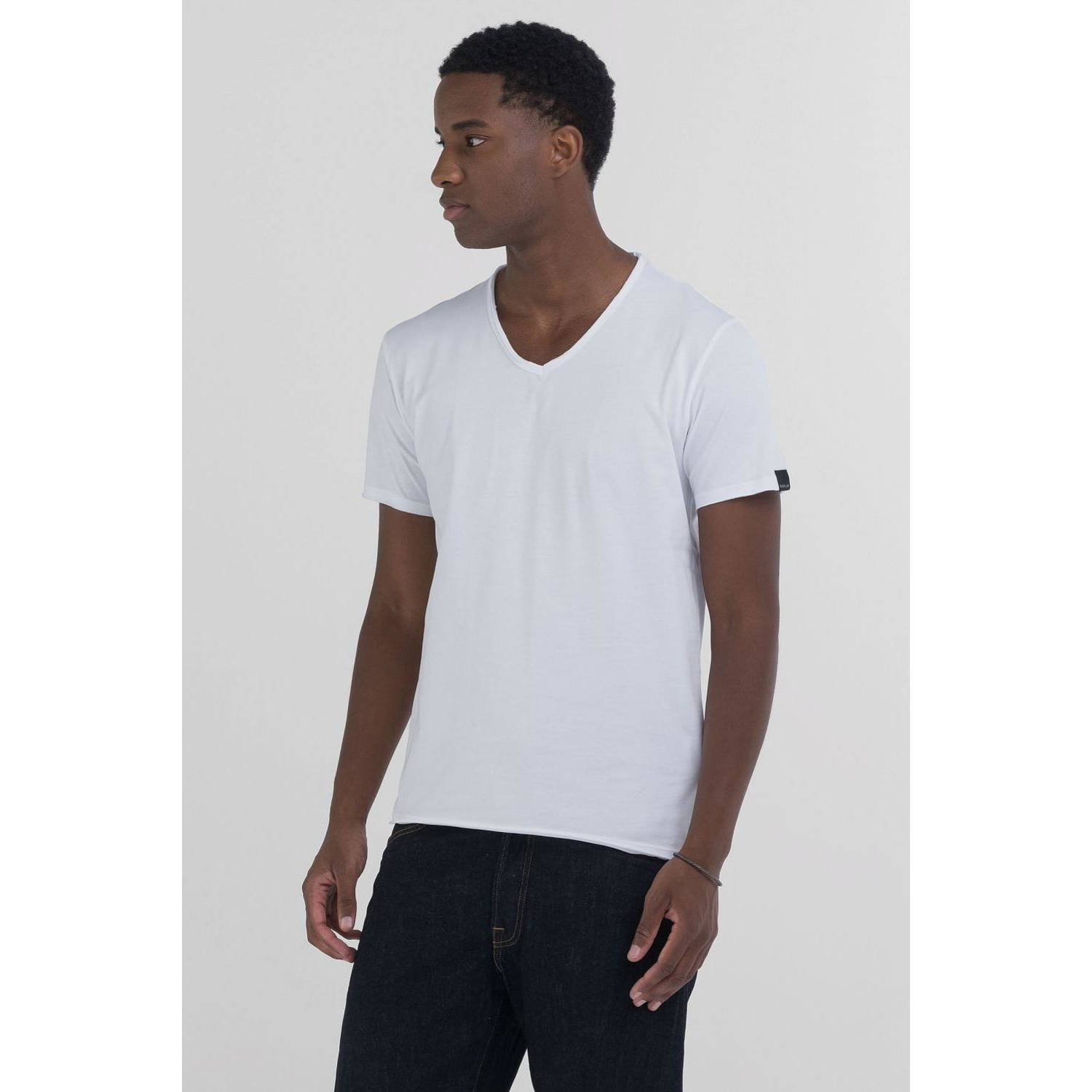 Replay Basis V-hals T-shirt White Heren
