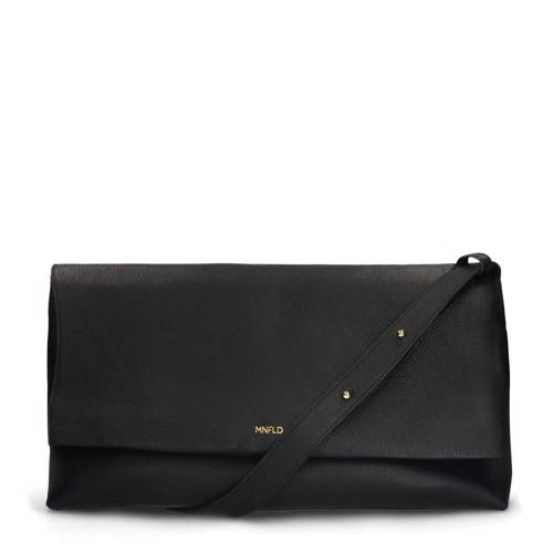 Manfield leren crossbody tas zwart afbeelding