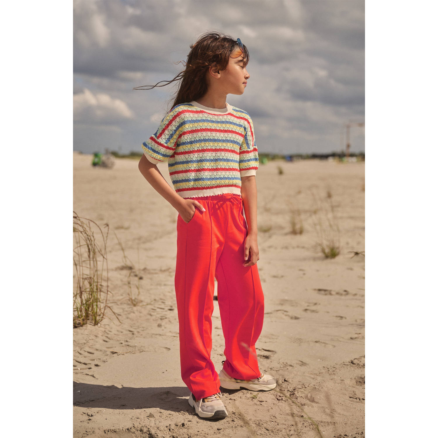 NONO regular casual broek rood