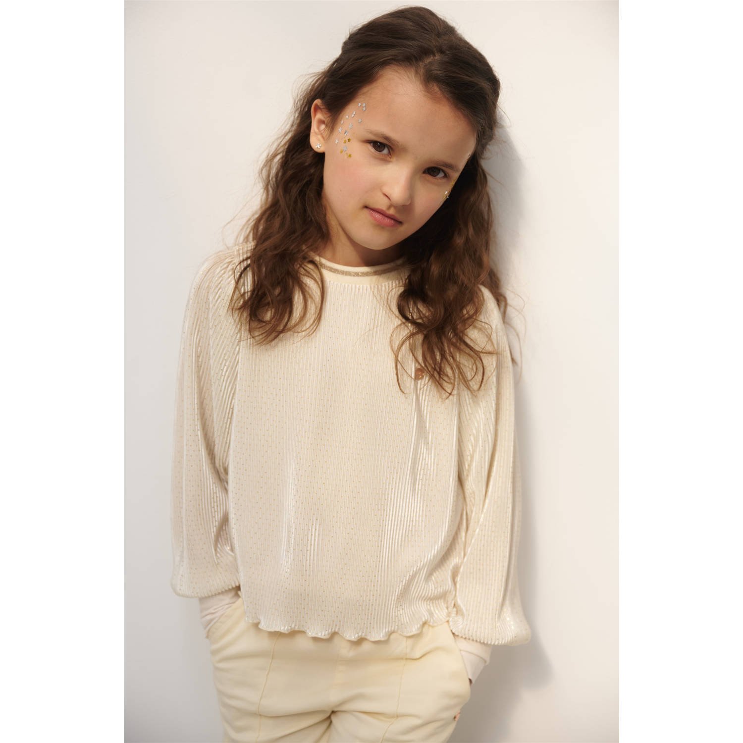 NONO Meisjes Blouses Tisja Plissee Blouse Goud