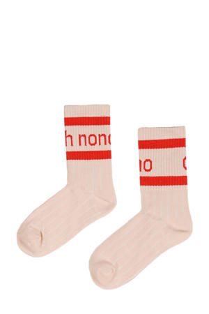 sokken ivoor/rood
