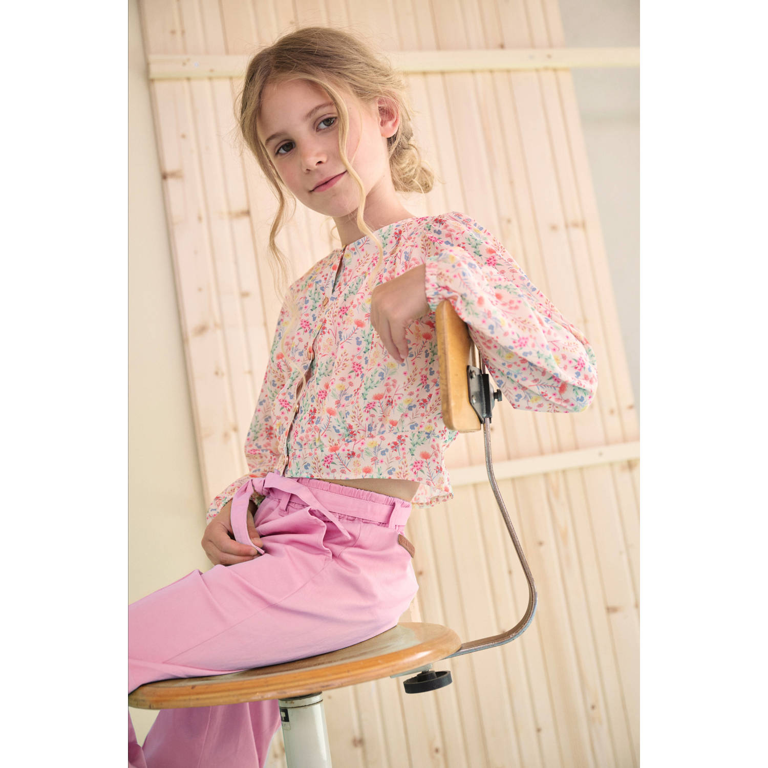 NONO regular casual broek roze