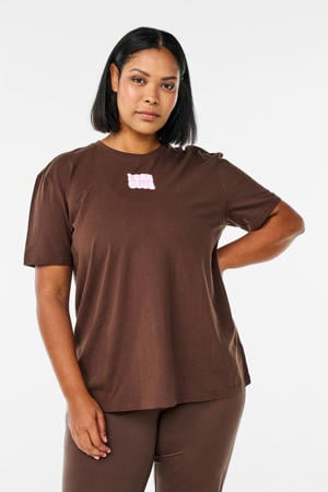 Plus Size sportshirt Acenja donkerbruin