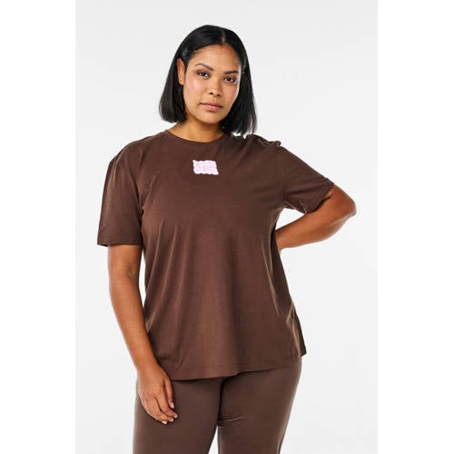 ACTIVE By Zizzi Plus Size sportshirt Acenja donkerbruin afbeelding