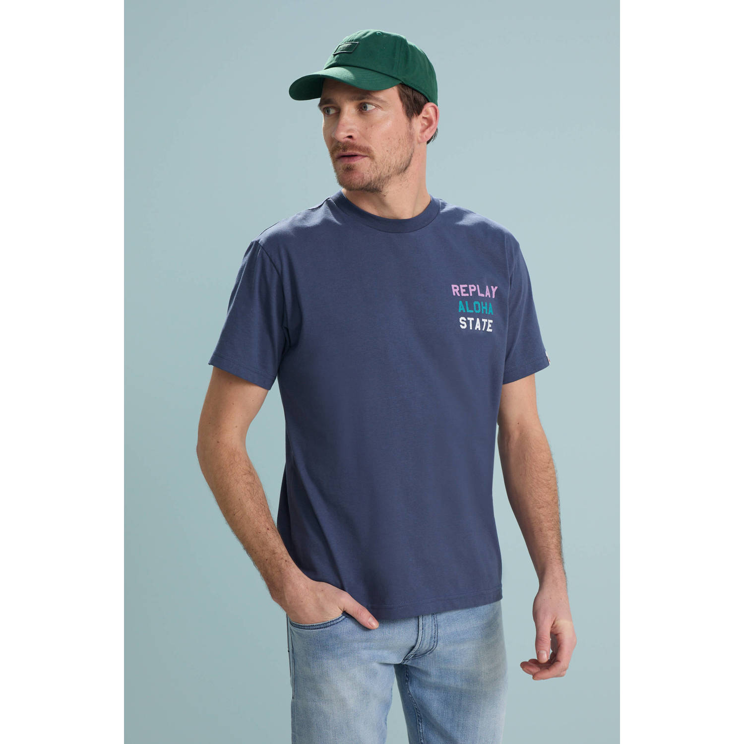 REPLAY T-shirt blauw