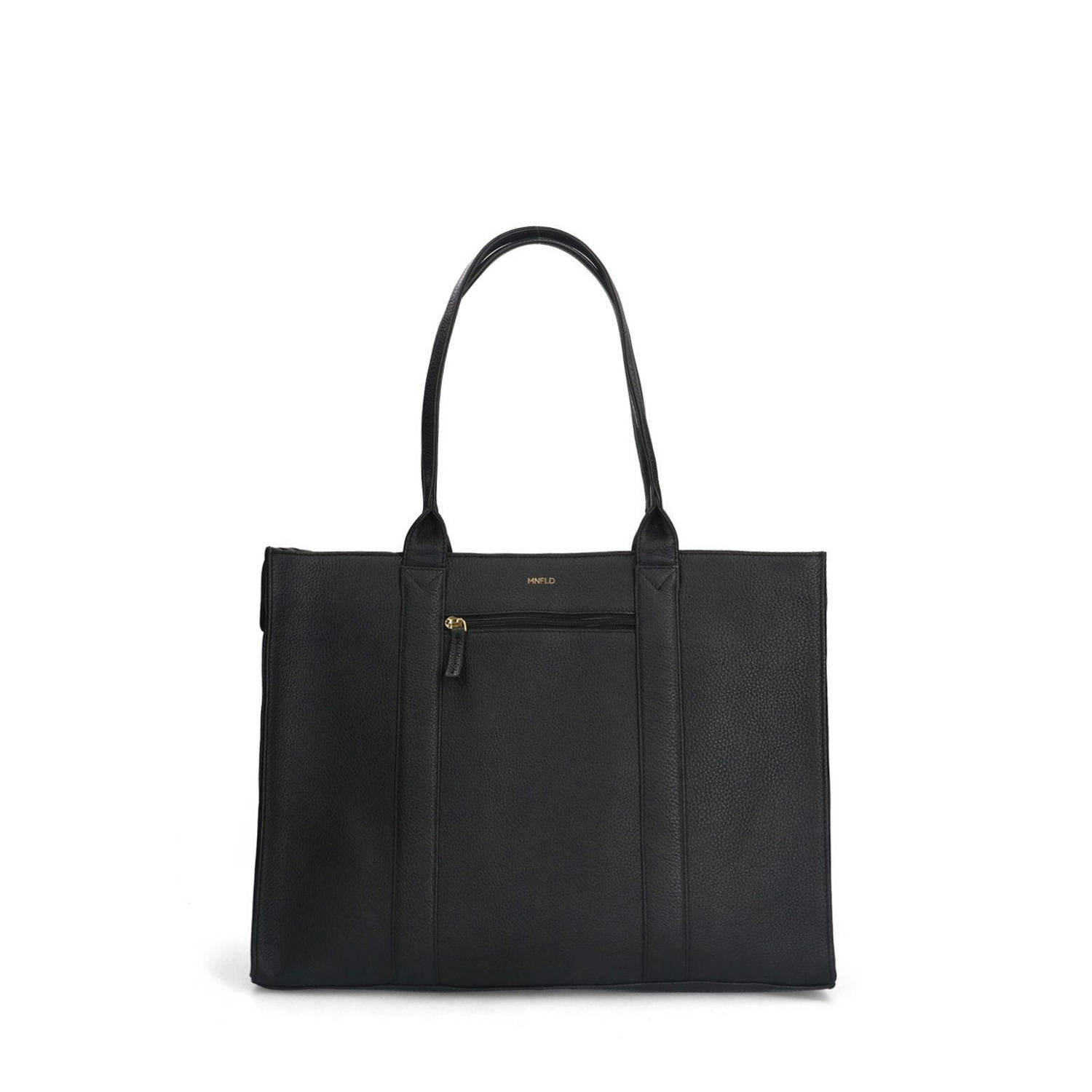 Manfield leren shopper zwart