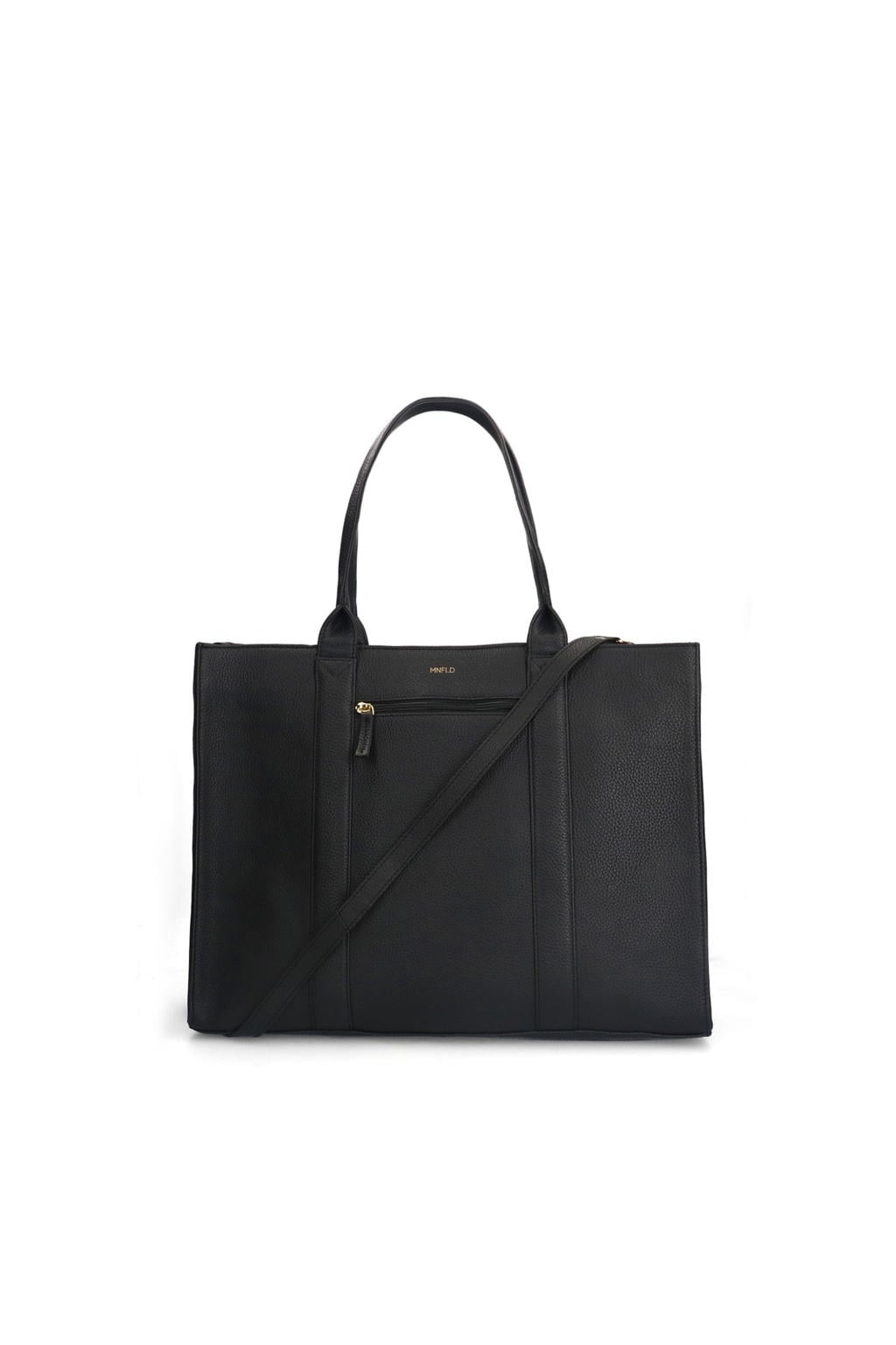 Manfield leren shopper zwart