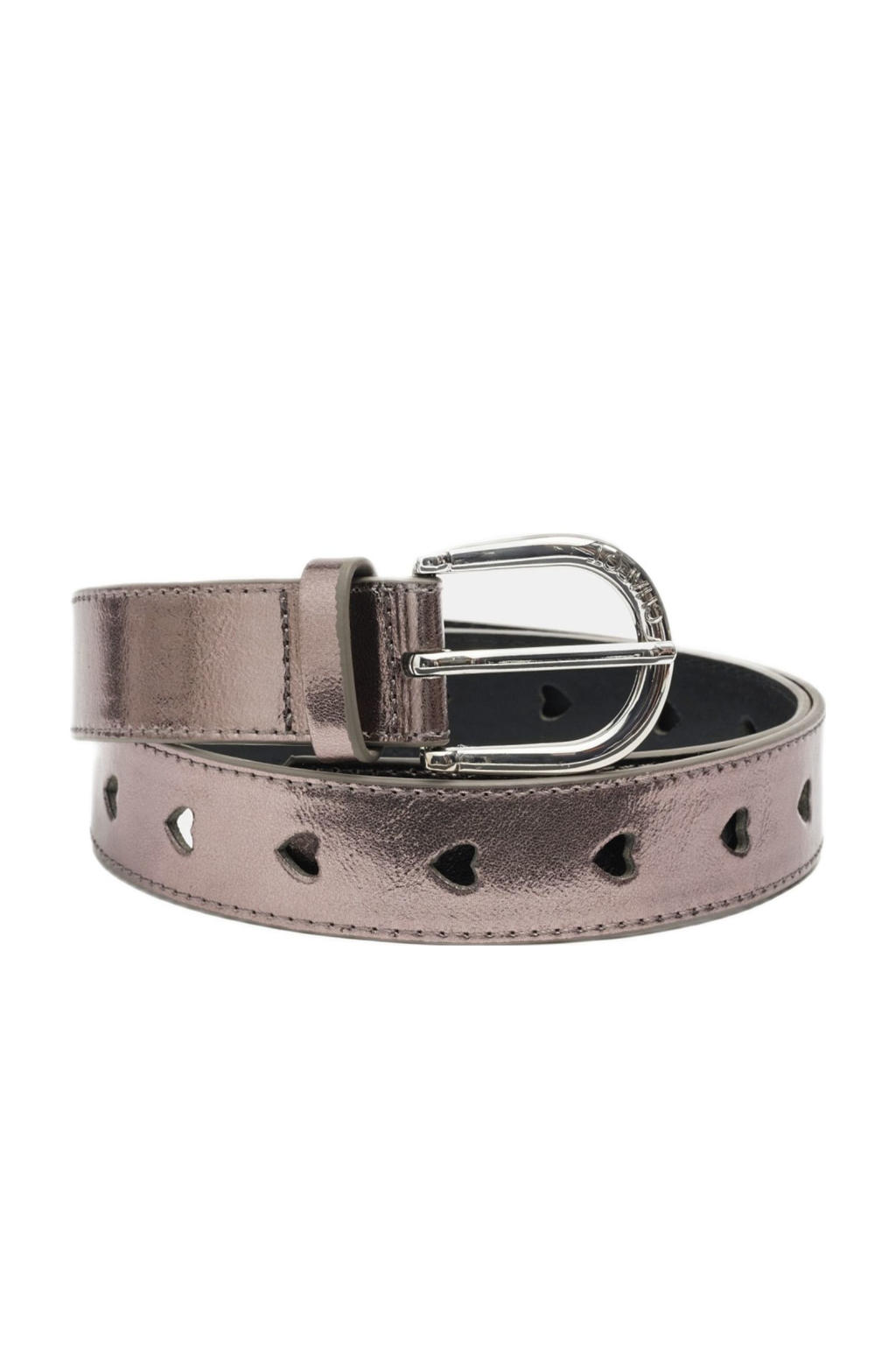 Fabienne Chapot metallic leren riem Cut it Out Heart bronskleurig