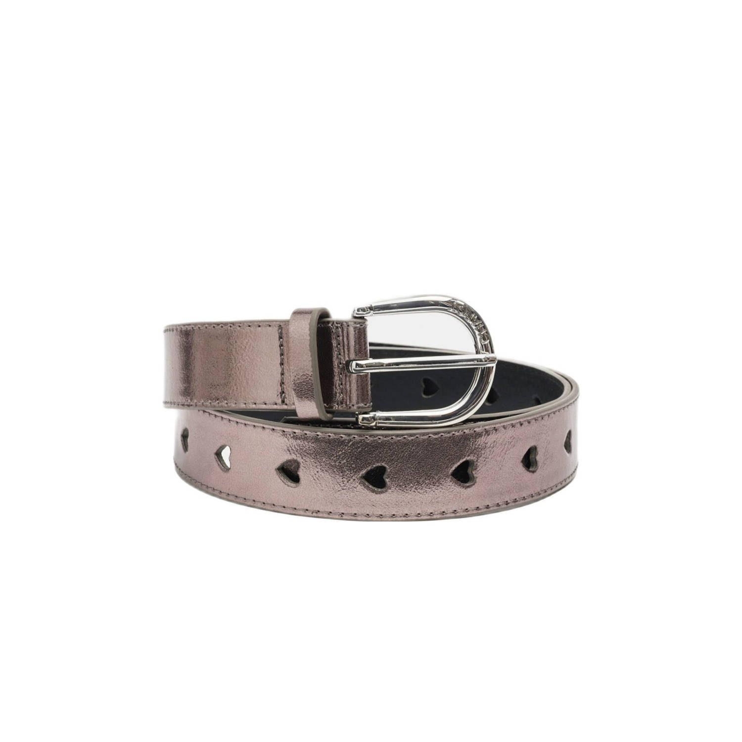 Fabienne Chapot metallic leren riem Cut it Out Heart bronskleurig