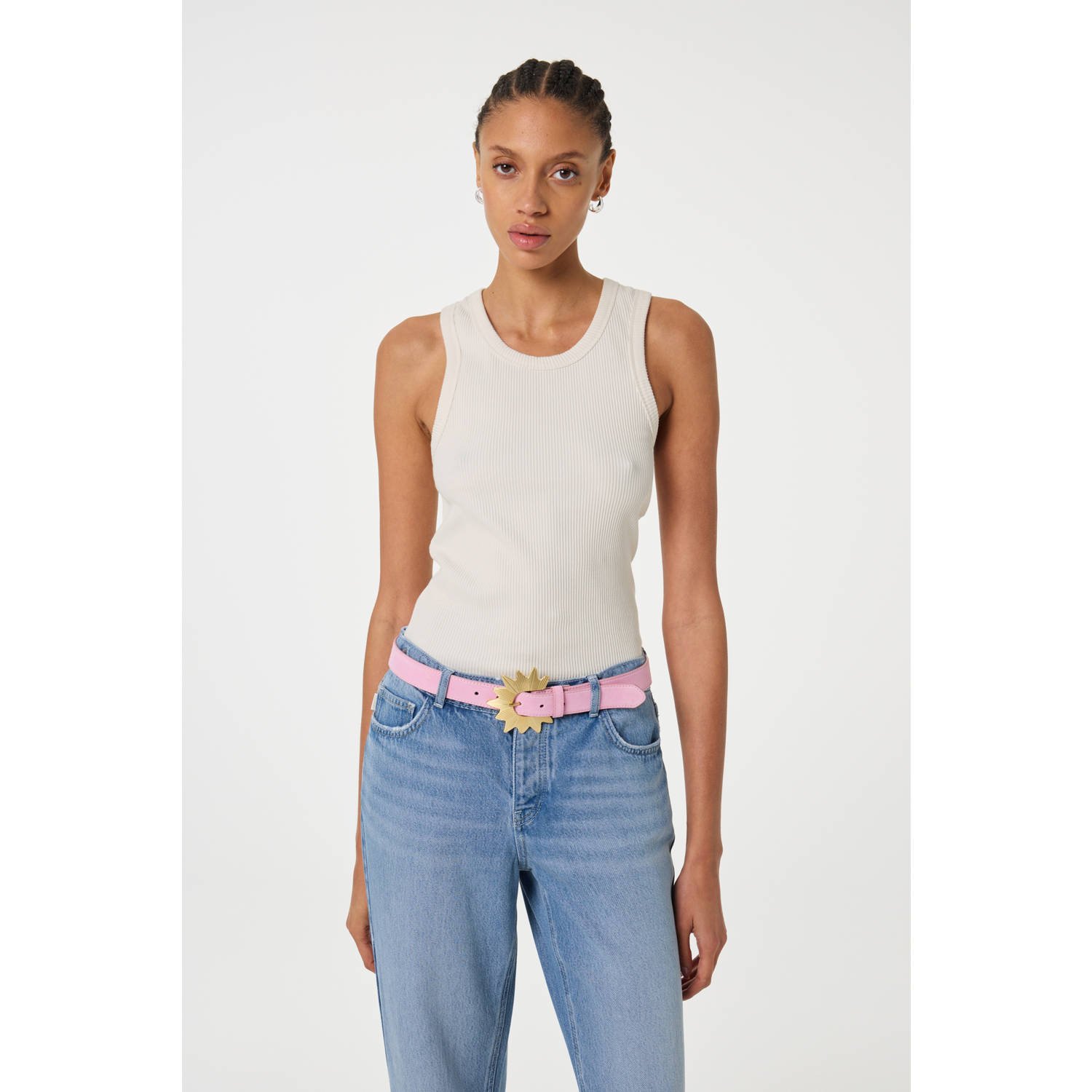 Fabienne Chapot leren riem Big Sun roze